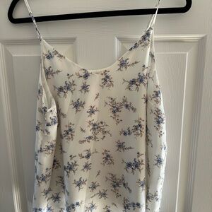 Suzy Shier White and Blue Floral Crop Top